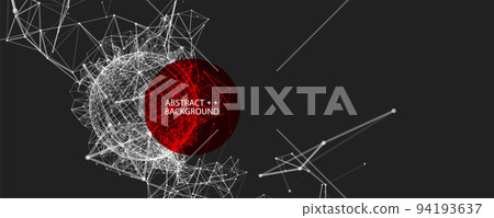 Abstract geometric 3d sphere made of points and lines. Futuristic technology style. Abstract geometric 3d sphere made of points and lines. Futuristic technology style. 94193637