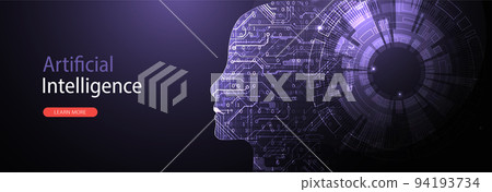 Artificial Intelligence concept.  Creative brain concept background. Vector science illustration. 94193734