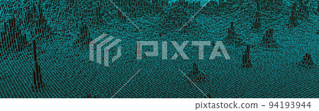 Square pattern. Wireframe landscape background. Futuristic vector illustration. Square pattern. Wireframe landscape background. Futuristic vector illustration. 94193944