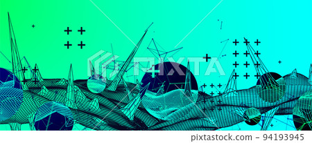 Wireframe science background with plexus effect. Futuristic vector illustration. Wireframe science background with plexus effect. Futuristic vector illustration. 94193945
