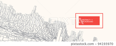 Square pattern. Wireframe landscape background. Futuristic vector illustration. 94193970