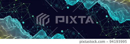 Wireframe landscape background. Futuristic vector illustration. 94193995