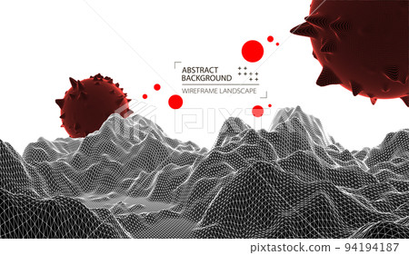Modern science and technology background. Abstract sphere. Wireframe landscape background. Futuristic vector illustration. 94194187