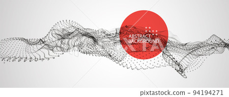 Abstract background.  Particles liquid dynamic flow. Trendy fluid cover design. 94194271