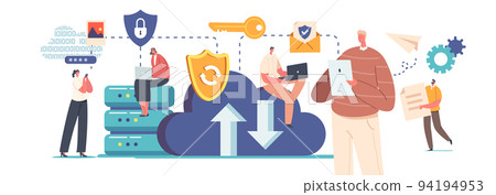 Cloud Data Safety Concept. Internet Security, Privacy, Computer Protection, Virtual Private Network Vector Illustration Cloud Data Safety Concept. Internet Security, Privacy, Computer Protection, Virtual Private Network Vector Illustration 94194953