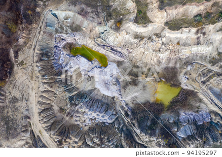 Aerial shot of opencast mine lake 94195297