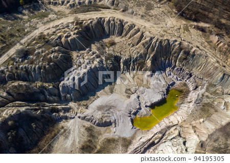 Aerial shot of opencast mine lake 94195305