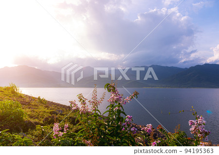 View of landscape nature and river and mountain View of landscape nature and river and mountain 94195363