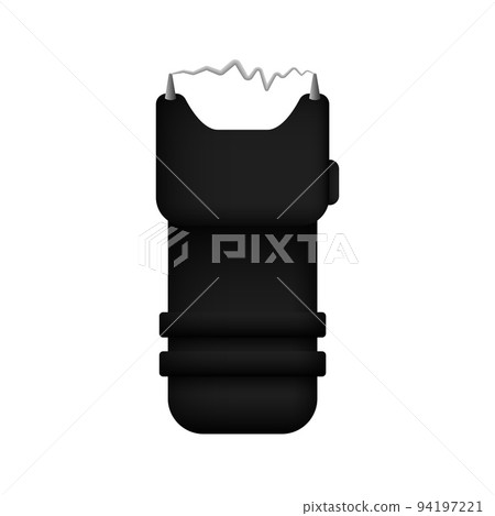 Black shocker with discharge. Stunning taser with an electric charge 94197221