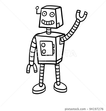 Robot. Doodle character. Metal computer man. 94197276