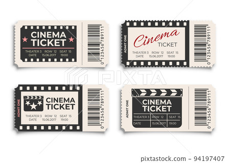 Cinema tickets realistic vector template isolated on white 94197407