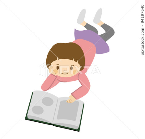 讀書的孩子_女孩_躺著看書 94197640