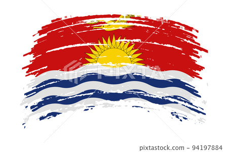Kiribati flag in grunge brush stroke, vector 94197884