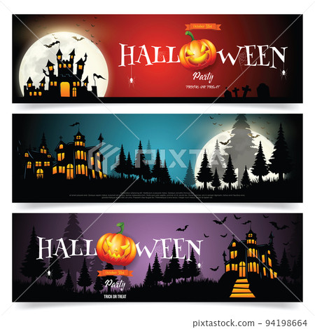 Set of three Halloween banners. Vector illustrator 94198664