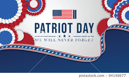 Vector banner design template with american flag and text on dark blue background for Patriot Day. vector poster. Patriot Day, September 11, We will never forget Vector banner design template with american flag and text on dark blue background for Patriot Day. vector poster. Patriot Day, September 11, We will never forget 94198677