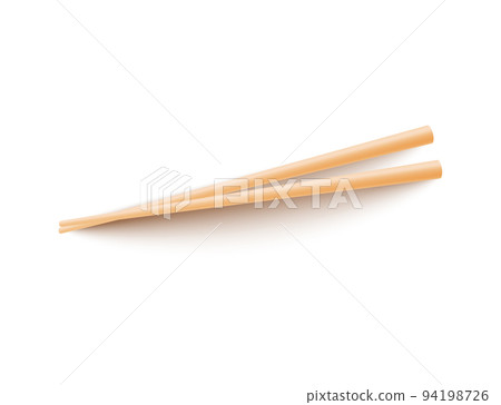 Realistic bamboo chopsticks in 3d style, vector illustration isolated on white background. Realistic bamboo chopsticks in 3d style, vector illustration isolated on white background. 94198726