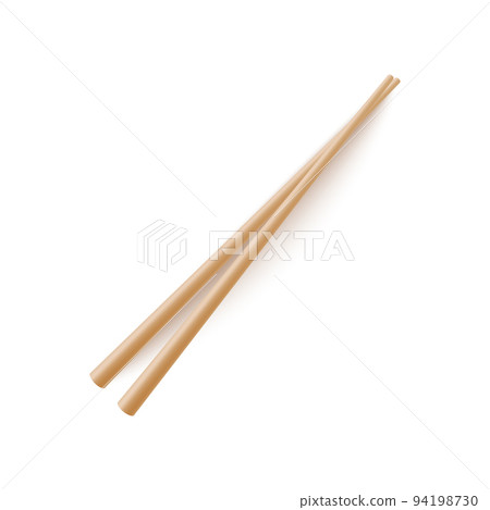Wooden chopsticks in realistic 3d style, vector illustration isolated on white background. Wooden chopsticks in realistic 3d style, vector illustration isolated on white background. 94198730