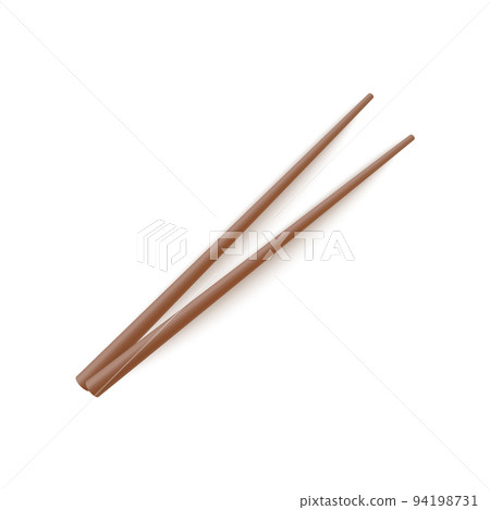 Realistic brown bamboo pair of chopsticks, vector illustration Realistic brown bamboo pair of chopsticks, vector illustration 94198731
