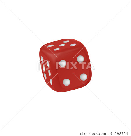 Red realistic dice with different numbers of dots on various sides 94198734