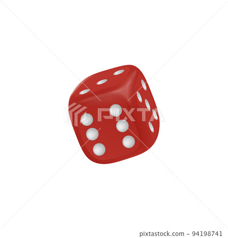 Red realistic dice with white dots, isometric view, vector illustration 94198741