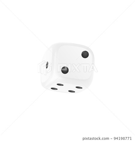 Realistic cube dice with numbers of black round dots, isometric view 94198771