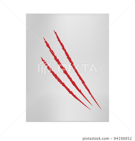 Wild animal scratch or bloody claw mark, realistic flat vector illustration isolated on gray background. Wild animal scratch or bloody claw mark, realistic flat vector illustration isolated on gray background. 94198852