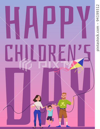 Vertical banner or poster about happy children's day flat style Vertical banner or poster about happy children's day flat style 94199312