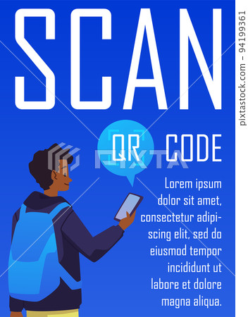 Scan QR code banner template for scanner app and web, flat vector illustration. Scan QR code banner template for scanner app and web, flat vector illustration. 94199361