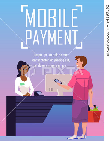 Vertical banner or poster about mobile payment flat style, vector illustration Vertical banner or poster about mobile payment flat style, vector illustration 94199362