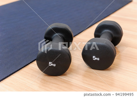 dumbbells and yoga mat dumbbells and yoga mat 94199495