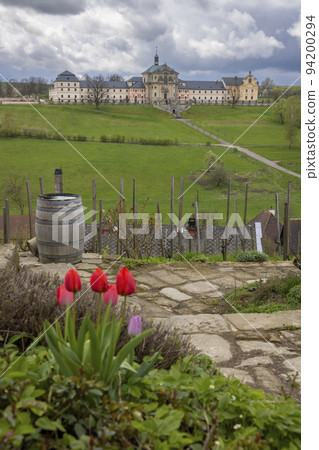 Small vineyard and Kuks hospic, Eastern Bohemia, Czech Republic 94200294