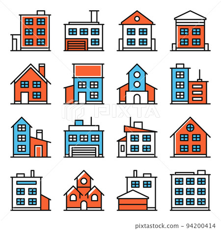 Building Icons Set on White Background. Vector Building Icons Set on White Background. Vector 94200414