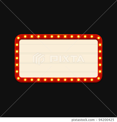 Blank Retro Lightbox with Light Bulbs on Black Background. Vector Blank Retro Lightbox with Light Bulbs on Black Background. Vector 94200425