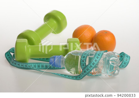 Sports and healthy regime equipment. Barbells made of plastic 94200833