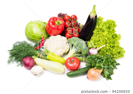 many fresh and ripe vegetables isolated on white many fresh and ripe vegetables isolated on white 94200850