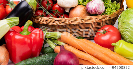 selective focus of fresh and ripe colorful vegetables selective focus of fresh and ripe colorful vegetables 94200852