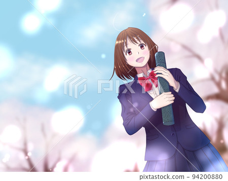 Female student graduating with background 94200880