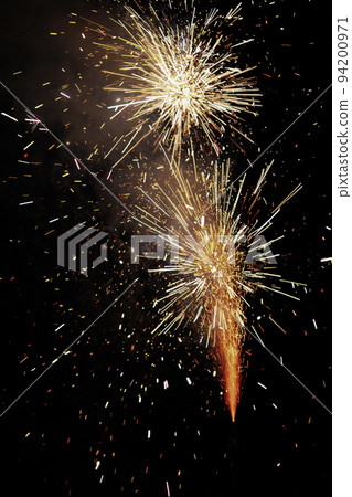 Fireworks in evening sky during celebration for New Year 94200971