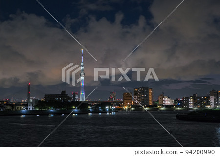 東京葛飾區中川奧戶觀景台的夜景 94200990