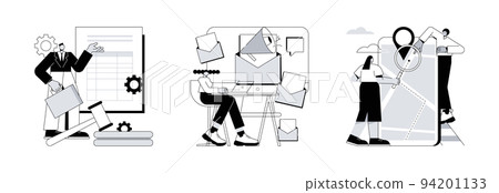 Company website menu abstract concept vector illustration set. Legal notice, newsletter website tab, maps and directions, corporate rules, user interface, subscribe for latest news abstract metaphor. Company website menu abstract concept vector illustration set. Legal notice, newsletter website tab, maps and directions, corporate rules, user interface, subscribe for latest news abstract metaphor. 94201133