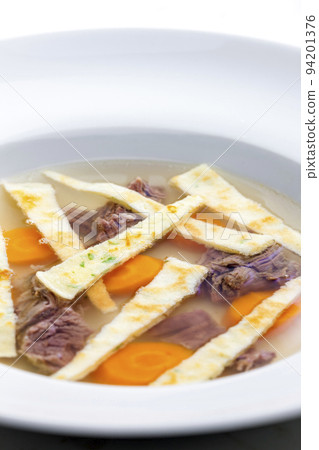 beef soup with celestine noodles and carrot beef soup with celestine noodles and carrot 94201376