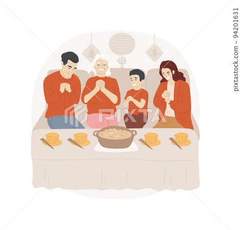 Reunion dinner isolated cartoon vector illustration. Happy family having dinner and celebrating Chinese New Year together, public holiday home celebration, festive days vector cartoon. Reunion dinner isolated cartoon vector illustration. Happy family having dinner and celebrating Chinese New Year together, public holiday home celebration, festive days vector cartoon. 94201631