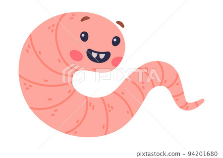 Funny Pink Worm Character with Long Tube Body with Smiling Face Vector Illustration Funny Pink Worm Character with Long Tube Body with Smiling Face Vector Illustration 94201680
