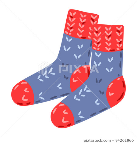 Illustration of socks. Warm winter clothes for walks. 94201960