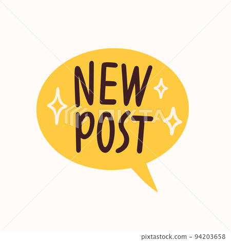 New post sticker for a social media, making a blog or vlog vector flat illustration. Set of cartoon icons for making internet content New post sticker for a social media, making a blog or vlog vector flat illustration. Set of cartoon icons for making internet content 94203658