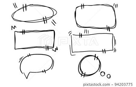 Boxes for quotes and phrases in doodle style. A collection of hand-drawn messages and dialogs. Cartoon feedback and communication in line style. Speech bubble design vector illustration in sketch form Boxes for quotes and phrases in doodle style. A collection of hand-drawn messages and dialogs. Cartoon feedback and communication in line style. Speech bubble design vector illustration in sketch form 94203775