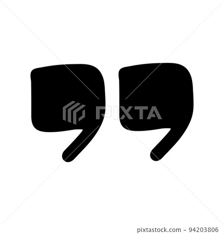 Hand drawn quote icon. Silhouette quote for text and citation phrases in doodle style. Black symbol for speaking and writing. Sign sketch and comment or remark vector illustration 94203806