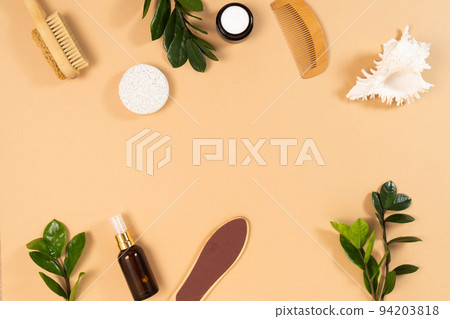 Soft light bathroom decor for advertising, design, mock up, set of cosmetic bottles, bath accessories, Eco bath mock up,copy space. Soft light bathroom decor for advertising, design, mock up, set of cosmetic bottles, bath accessories, Eco bath mock up,copy space. 94203818
