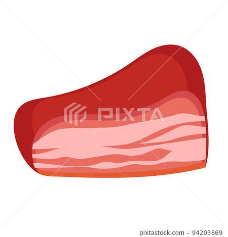 Deli meat ham and salami food icon. Isolated cartoon barbecue steak cooking and beef vector illustration. Gastronomy delicatessen and bacon veal product. Farm grocery delicious animal 94203869