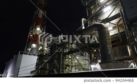 Factory night view of chemical factory, Mitsubishi Chemical Hiroshima Office (former Mitsubishi Rayon Ohtake Office) 94204468